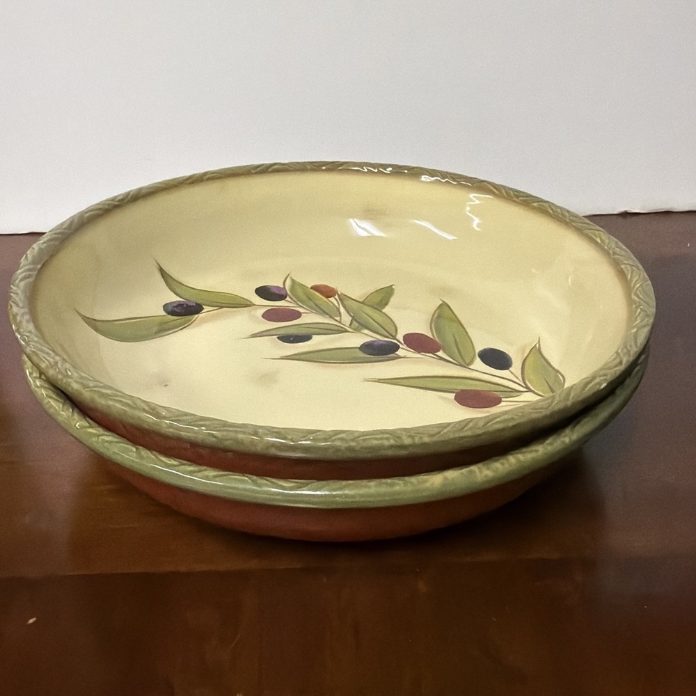 Clay Art Antique Olive Pasta‎ Bowl Set Of 2